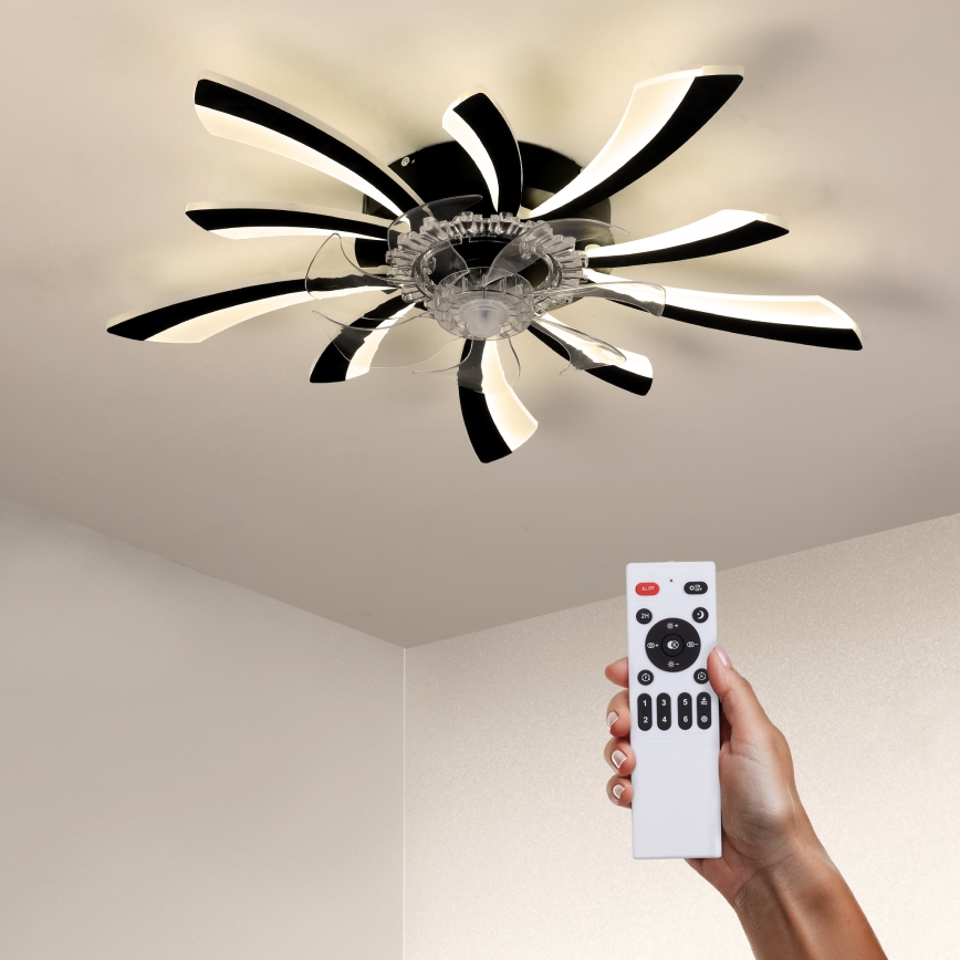 Brilagi - LED Stmívatelné stropní svítidlo s ventilátorem LED/50W/230V 3000-6500K černá + dálkové ovládání