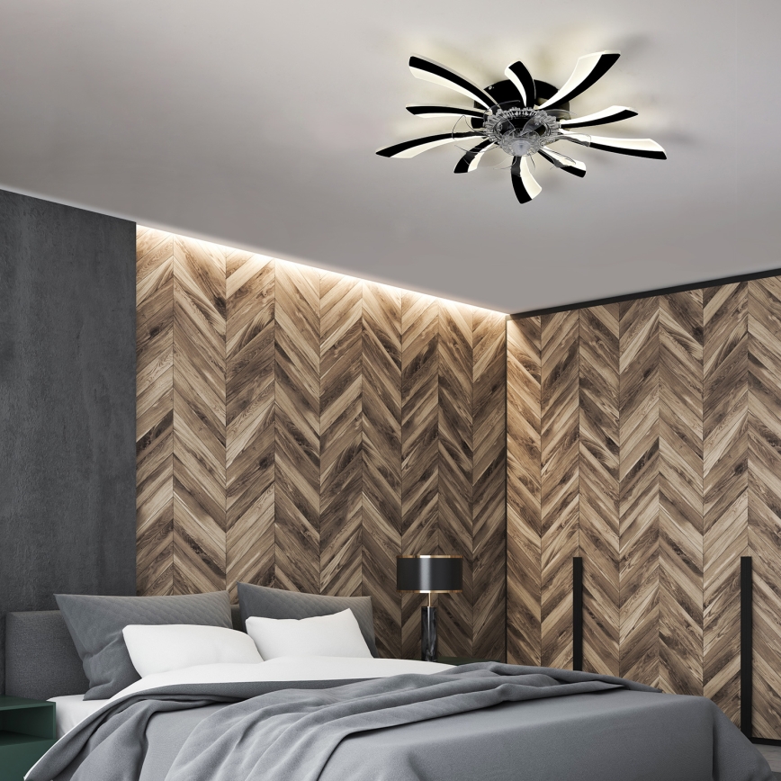Brilagi - LED Stmívatelné stropní svítidlo s ventilátorem LED/50W/230V 3000-6500K černá + dálkové ovládání