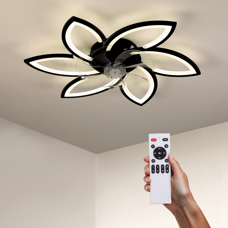 Brilagi - LED Stmívatelné stropní svítidlo s ventilátorem LED/50W/230V 3000-6500K černá + dálkové ovládání