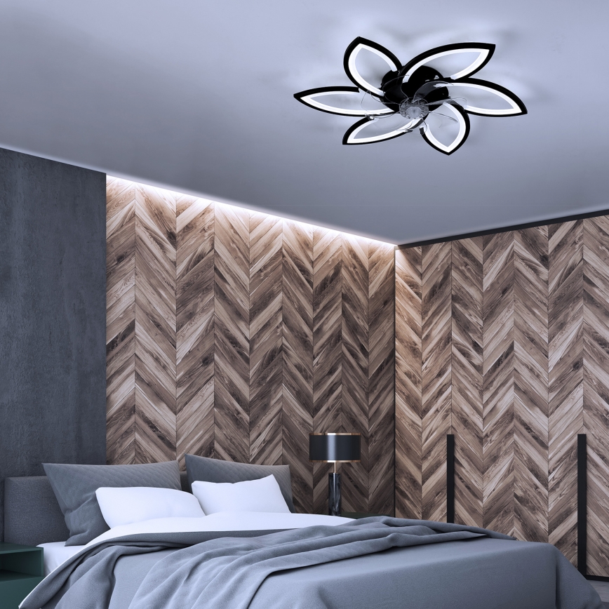 Brilagi - LED Stmívatelné stropní svítidlo s ventilátorem LED/50W/230V 3000-6500K černá + dálkové ovládání