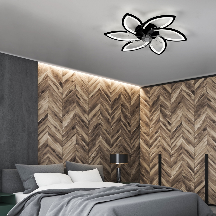 Brilagi - LED Stmívatelné stropní svítidlo s ventilátorem LED/50W/230V 3000-6500K černá + dálkové ovládání