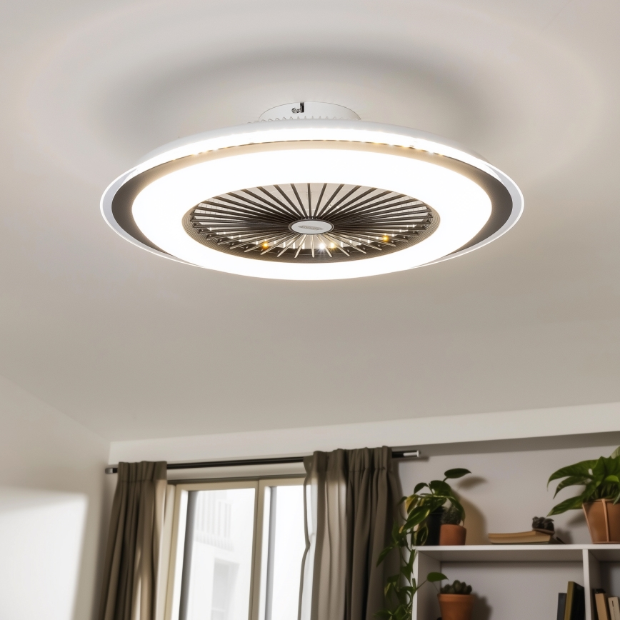 Brilagi - LED Stmívatelné svítidlo s ventilátorem RONDA LED/48W/230V 3000-6000K černá + dálkové ovládání