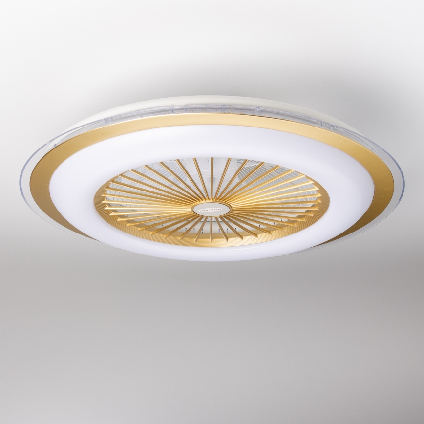 Brilagi - LED Stmívatelné svítidlo s ventilátorem RONDA LED/48W/230V 3000-6000K zlatá + dálkové ovládání
