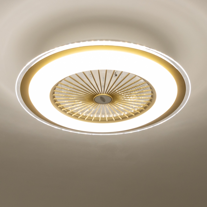 Brilagi - LED Stmívatelné svítidlo s ventilátorem RONDA LED/48W/230V 3000-6000K zlatá + dálkové ovládání
