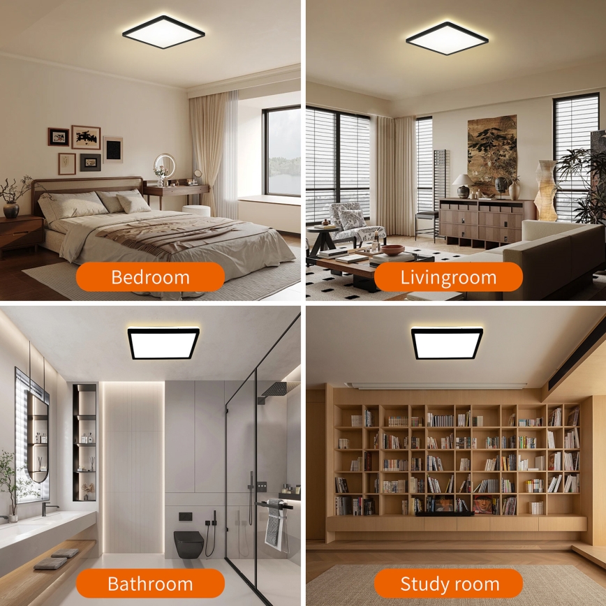 Brilagi - LED Stmívatelné svítidlo se senzorem pohybu a soumraku ULTRA SLIM LED/18W/230V 30x30 cm + dálkové ovládání