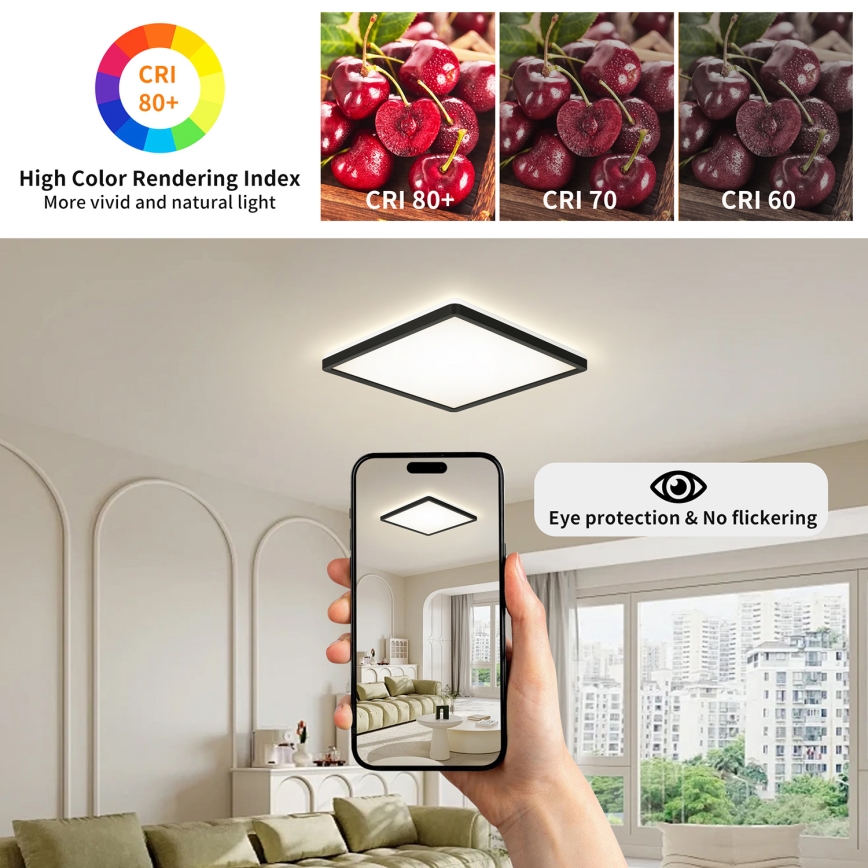 Brilagi - LED Stmívatelné svítidlo se senzorem pohybu a soumraku ULTRA SLIM LED/18W/230V 30x30 cm + dálkové ovládání