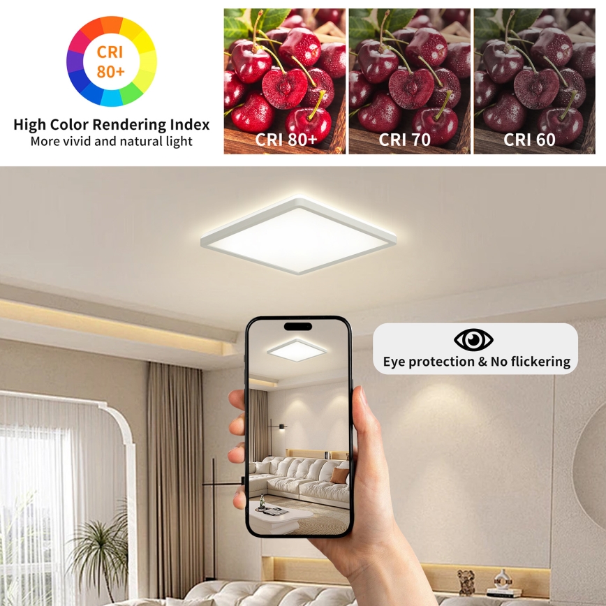 Brilagi - LED Stmívatelné svítidlo se senzorem pohybu a soumraku ULTRA SLIM LED/18W/230V 30x30 cm + dálkové ovládání