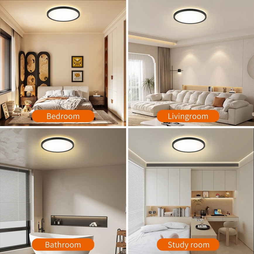 Brilagi - LED Stmívatelné svítidlo se senzorem senzorem pohybu a soumraku ULTRA SLIM LED/24W/230V pr. 42 cm + dálkové ovládání