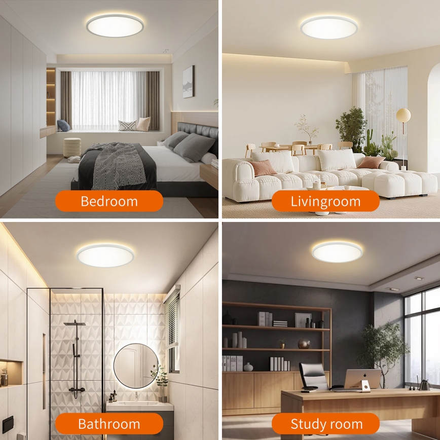Brilagi - LED Stmívatelné svítidlo se senzorem pohybu a soumraku ULTRA SLIM LED/24W/230V pr. 42 cm + dálkové ovládání