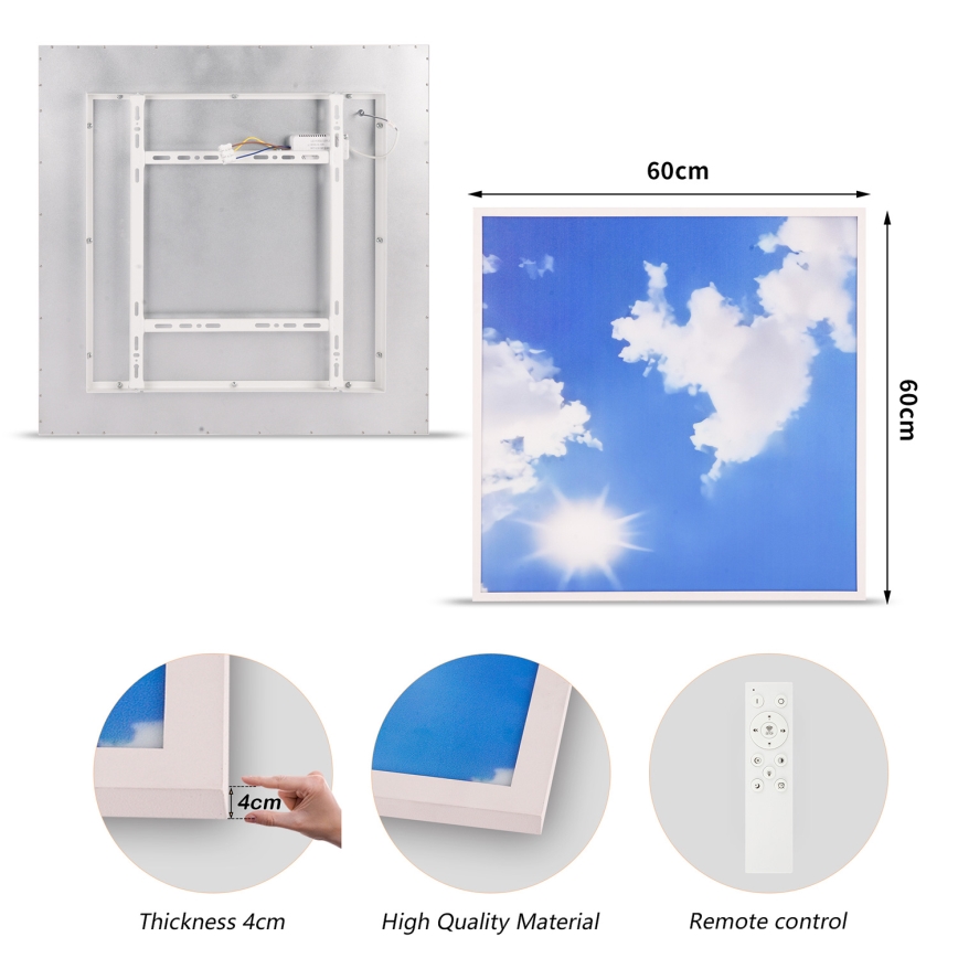 Brilagi - LED Stmívatelné stropní svítidlo SLIMFRAME LED/58W/230V 60x60 cm 3000-6000K stříbrná/modrá + dálkové ovládání