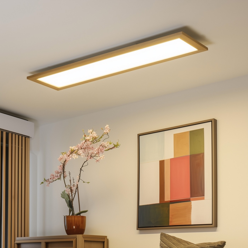 Brilagi - LED Stmívatelné stropní svítidlo SLIMFRAME WOOD LED/58W/230V 124x34 cm 3000-6000K hnědá + dálkové ovládání