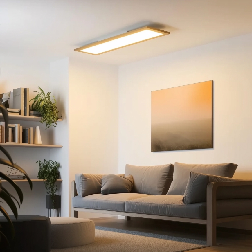 Brilagi - LED Stmívatelné stropní svítidlo SLIMFRAME WOOD LED/58W/230V 124x34 cm 3000-6000K hnědá + dálkové ovládání