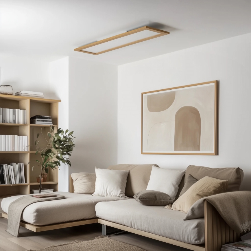 Brilagi - LED Stmívatelné stropní svítidlo SLIMFRAME WOOD LED/58W/230V 124x34 cm 3000-6000K hnědá + dálkové ovládání