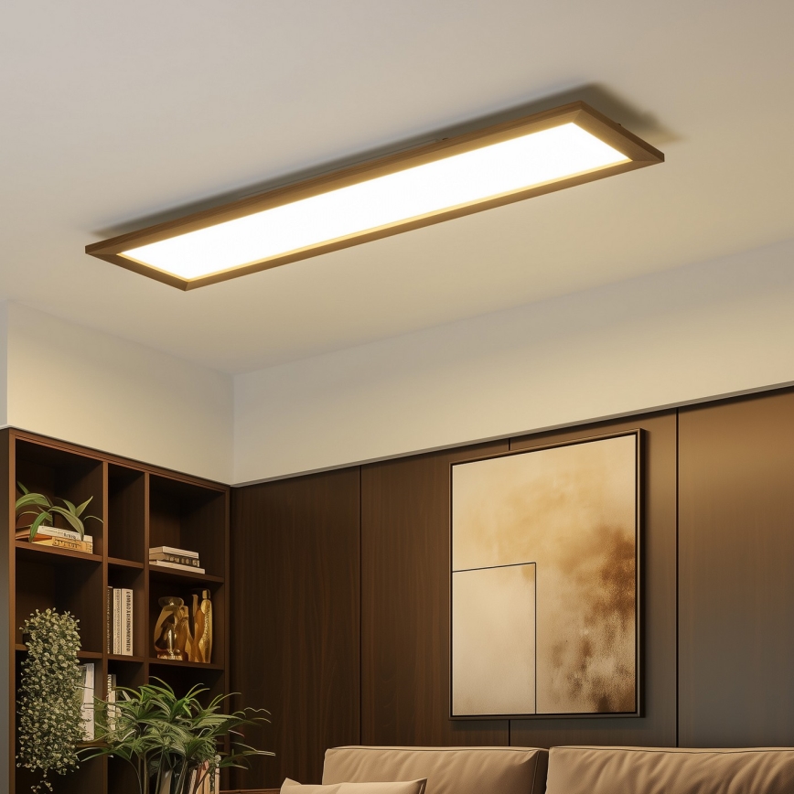 Brilagi - LED Stmívatelné stropní svítidlo SLIMFRAME WOOD LED/58W/230V 124x34 cm 3000-6000K tmavě hnědá + dálkové ovládání