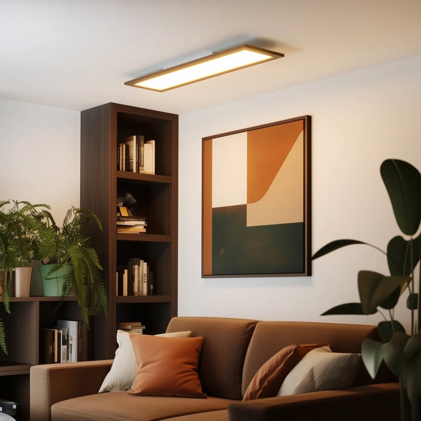 Brilagi - LED Stmívatelné stropní svítidlo SLIMFRAME WOOD LED/58W/230V 124x34 cm 3000-6000K tmavě hnědá + dálkové ovládání