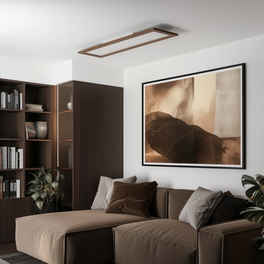 Brilagi - LED Stmívatelné stropní svítidlo SLIMFRAME WOOD LED/58W/230V 124x34 cm 3000-6000K tmavě hnědá + dálkové ovládání