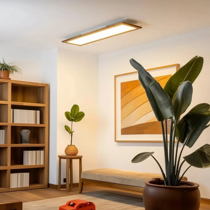 Brilagi - LED Stmívatelné stropní svítidlo SLIMFRAME WOOD LED/58W/230V 124x34 cm 3000-6000K hnědá + dálkové ovládání