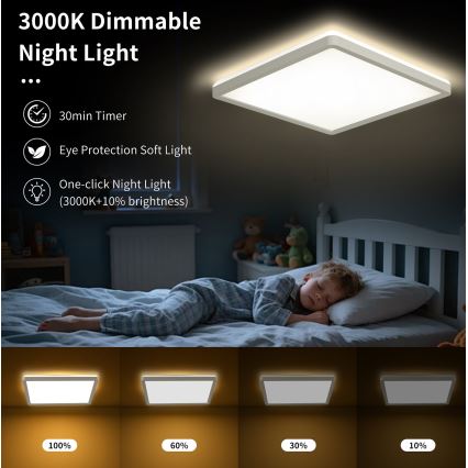 Brilagi - LED Stmívatelné stropní svítidlo ULTRA SLIM LED/18W/230V 2700-6500K 30x30 cm bílá + dálkové ovládání
