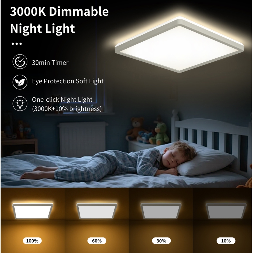 Brilagi - LED Stmívatelné stropní svítidlo ULTRA SLIM LED/18W/230V 2700-6500K 30x30 cm bílá + dálkové ovládání