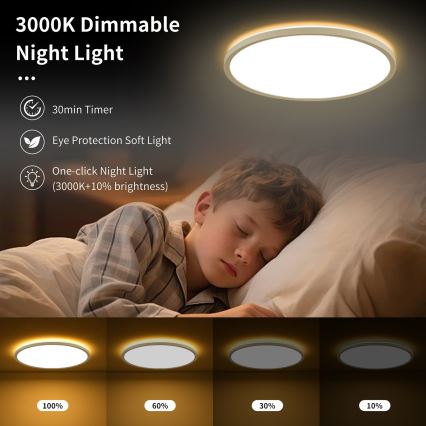 Brilagi - LED Stmívatelné stropní svítidlo ULTRA SLIM LED/18W/230V 2700-6500K pr. 30 cm bílá + dálkové ovládání