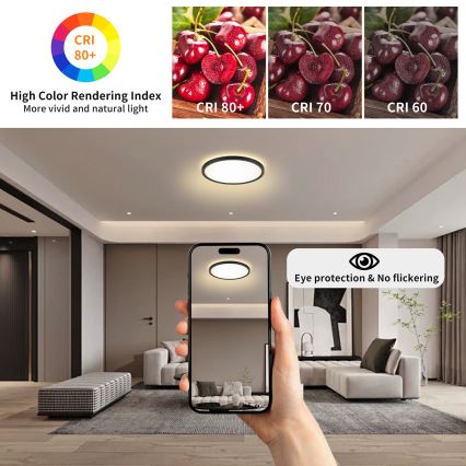Brilagi - LED Stmívatelné stropní svítidlo ULTRA SLIM LED/18W/230V 2700-6500K pr. 30 cm černá + dálkové ovládání