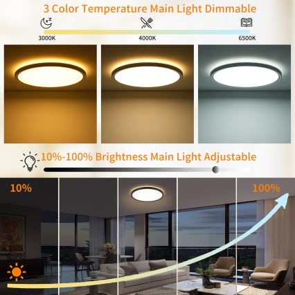 Brilagi - LED Stmívatelné stropní svítidlo ULTRA SLIM LED/24W/230V 2700-6500K pr. 42 cm černá + dálkové ovládání