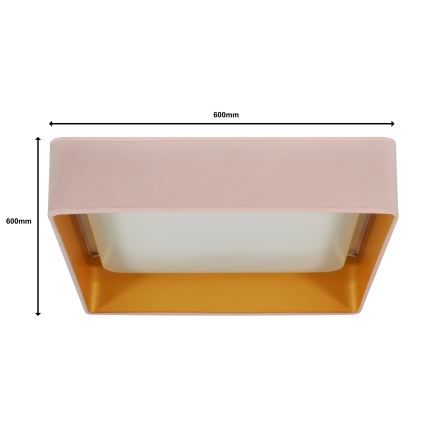 Brilagi - LED Stmívatelné stropní svítidlo VELVET SQUARE SMART LED/36W/230V 2700-6500K Wi-Fi Tuya + dálkové ovládání růžová