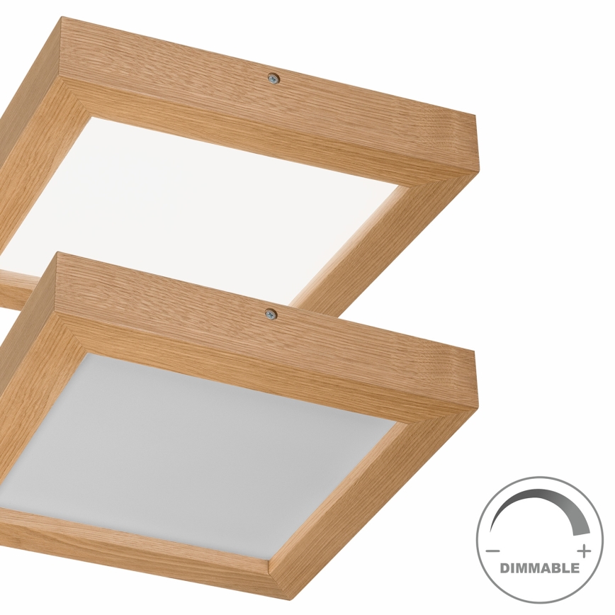 Brilagi - LED Stmívatelné koupelnové stropní svítidlo WOODY FRAME LED/24W/230V dub 30x30 cm 3000-6000K IP44 + dálkové ovládání