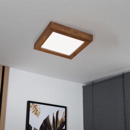 Brilagi - LED Stmívatelné koupelnové stropní svítidlo WOODY FRAME LED/24W/230V dub třešeň 30x30 cm 3000-6000K IP44 + dálkové ovládání