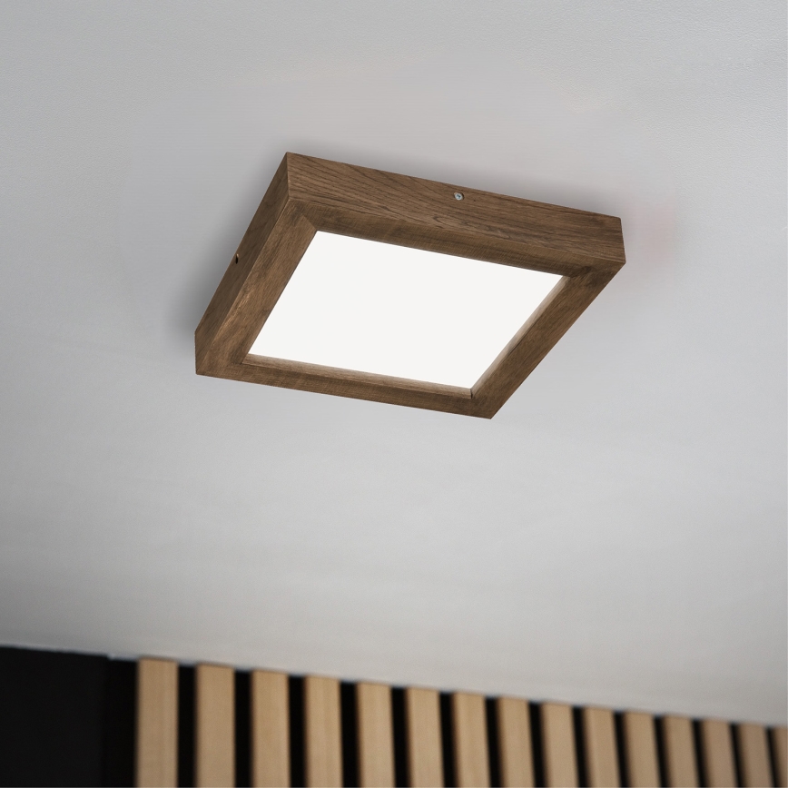 Brilagi - LED Stmívatelné koupelnové stropní svítidlo WOODY FRAME LED/24W/230V dub ořech 30x30 cm 3000-6000K IP44 + dálkové ovládání