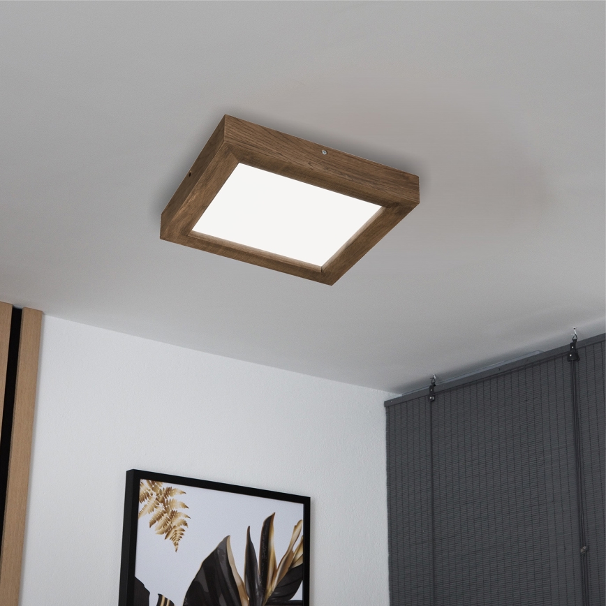 Brilagi - LED Stmívatelné koupelnové stropní svítidlo WOODY FRAME LED/24W/230V dub ořech 30x30 cm 3000-6000K IP44 + dálkové ovládání