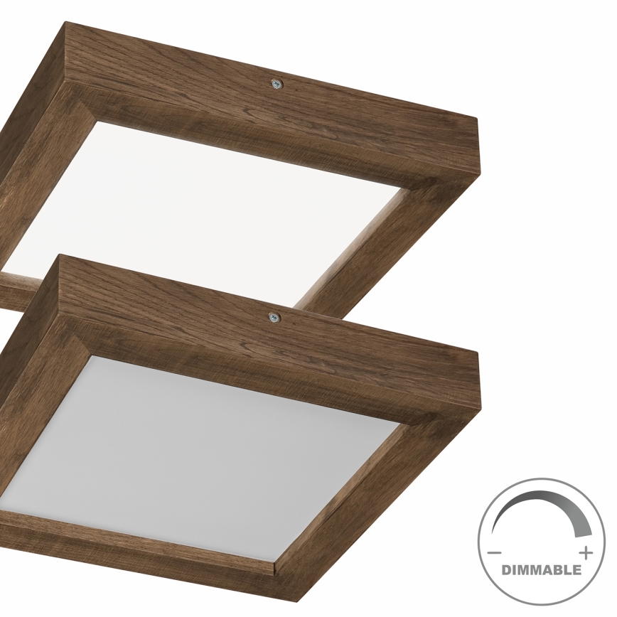 Brilagi - LED Stmívatelné koupelnové stropní svítidlo WOODY FRAME LED/24W/230V dub ořech 30x30 cm 3000-6000K IP44 + dálkové ovládání