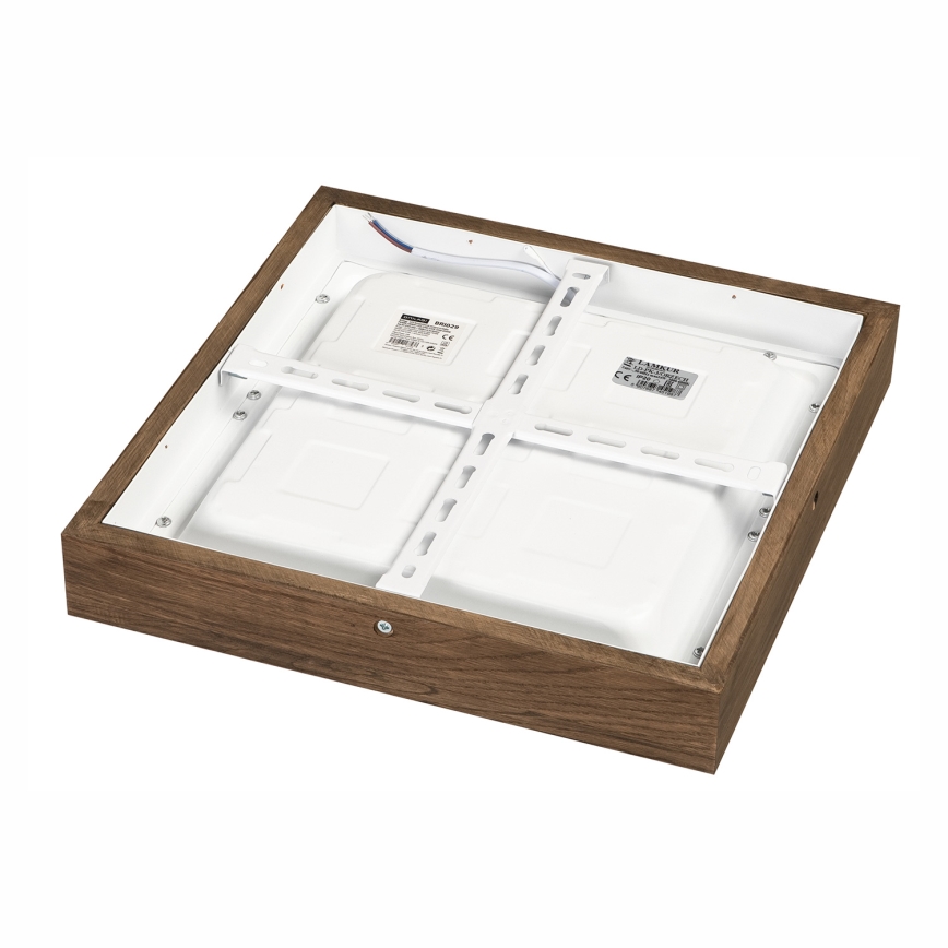 Brilagi - LED Stmívatelné koupelnové stropní svítidlo WOODY FRAME LED/24W/230V dub ořech 30x30 cm 3000-6000K IP44 + dálkové ovládání