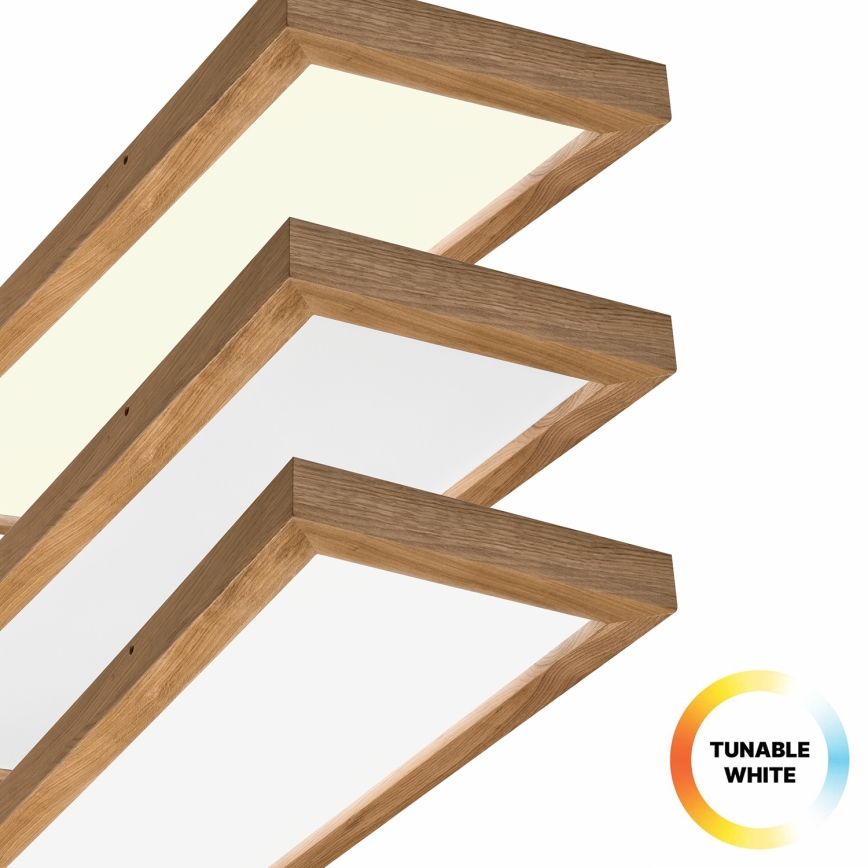 Brilagi - LED Stmívatelné koupelnové stropní svítidlo WOODY FRAME LED/50W/230V dub 120x30 cm 3000-6000K IP44 + dálkové ovládání