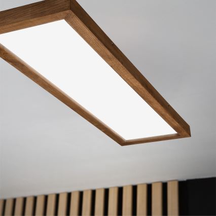 Brilagi - LED Stmívatelné koupelnové stropní svítidlo WOODY FRAME LED/50W/230V dub třešeň 120x30 cm 3000-6000K IP44 + dálkové ovládání