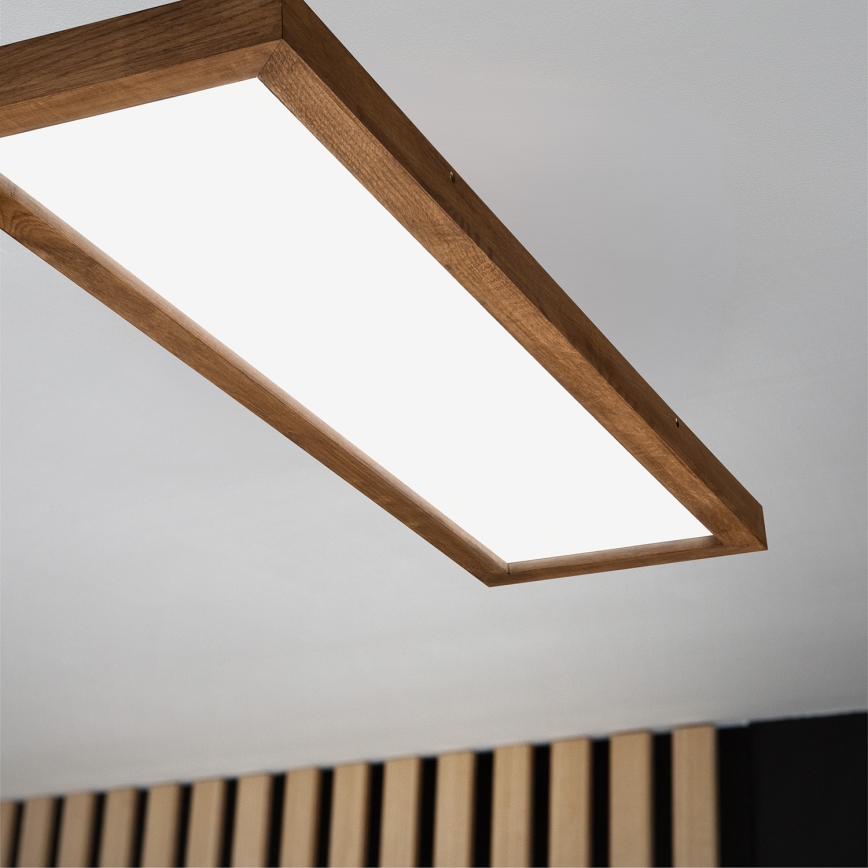 Brilagi - LED Stmívatelné koupelnové stropní svítidlo WOODY FRAME LED/50W/230V dub třešeň 120x30 cm 3000-6000K IP44 + dálkové ovládání