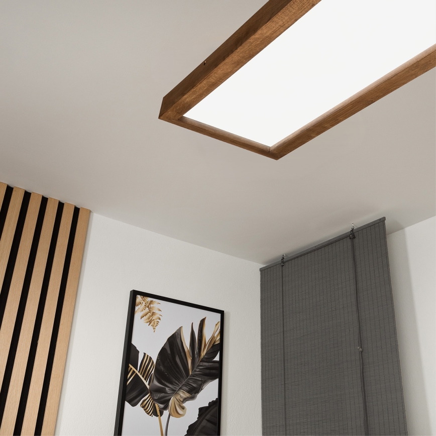Brilagi - LED Stmívatelné koupelnové stropní svítidlo WOODY FRAME LED/50W/230V dub třešeň 120x30 cm 3000-6000K IP44 + dálkové ovládání