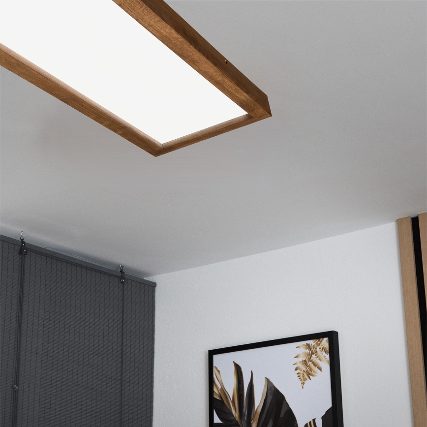 Brilagi - LED Stmívatelné koupelnové stropní svítidlo WOODY FRAME LED/50W/230V dub třešeň 120x30 cm 3000-6000K IP44 + dálkové ovládání