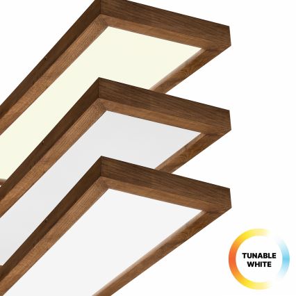Brilagi - LED Stmívatelné koupelnové stropní svítidlo WOODY FRAME LED/50W/230V dub třešeň 120x30 cm 3000-6000K IP44 + dálkové ovládání