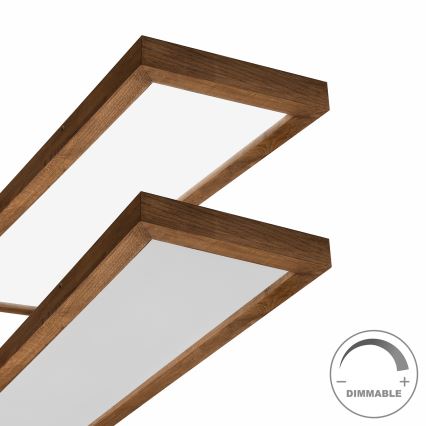 Brilagi - LED Stmívatelné koupelnové stropní svítidlo WOODY FRAME LED/50W/230V dub třešeň 120x30 cm 3000-6000K IP44 + dálkové ovládání