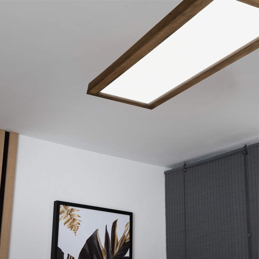 Brilagi - LED Stmívatelné koupelnové stropní svítidlo WOODY FRAME LED/50W/230V dub ořech 120x30 cm 3000-6000K IP44 + dálkové ovládání