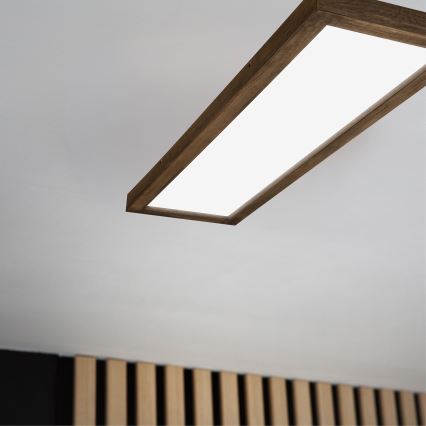 Brilagi - LED Stmívatelné koupelnové stropní svítidlo WOODY FRAME LED/50W/230V dub ořech 120x30 cm 3000-6000K IP44 + dálkové ovládání