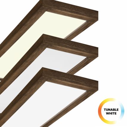 Brilagi - LED Stmívatelné koupelnové stropní svítidlo WOODY FRAME LED/50W/230V dub ořech 120x30 cm 3000-6000K IP44 + dálkové ovládání