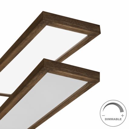 Brilagi - LED Stmívatelné koupelnové stropní svítidlo WOODY FRAME LED/50W/230V dub ořech 120x30 cm 3000-6000K IP44 + dálkové ovládání