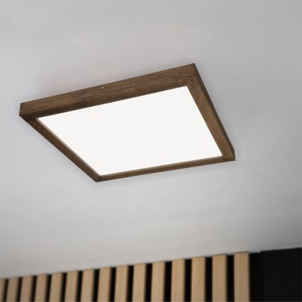 Brilagi - LED Stmívatelné koupelnové stropní svítidlo WOODY FRAME LED/50W/230V dub ořech 60x60 cm 3000-6000K IP44 + dálkové ovládání