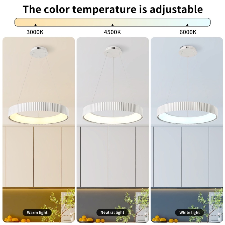 BRILAGI - LED Stmívatelný lustr na lanku FALCON MODERN LED/54W/230V 3000-6000K pr. 60 cm bílá + dálkové ovládání
