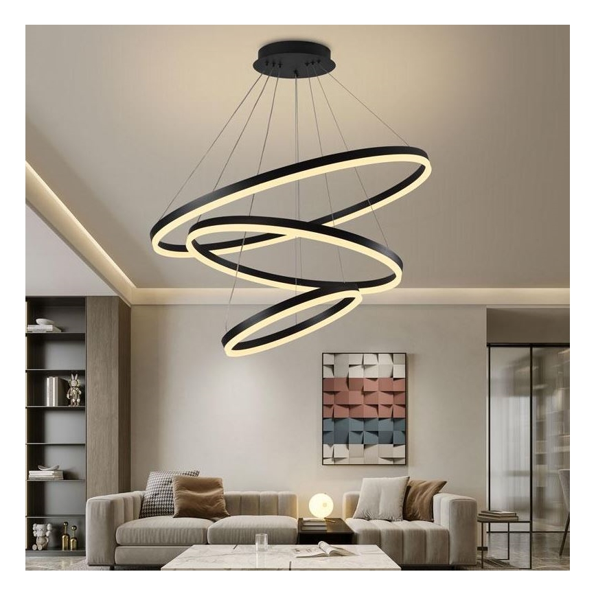 Brilagi - LED Stmívatelný lustr na lanku CIRCLE LED/125W/230V 3000-6500K černá + dálkové ovládání