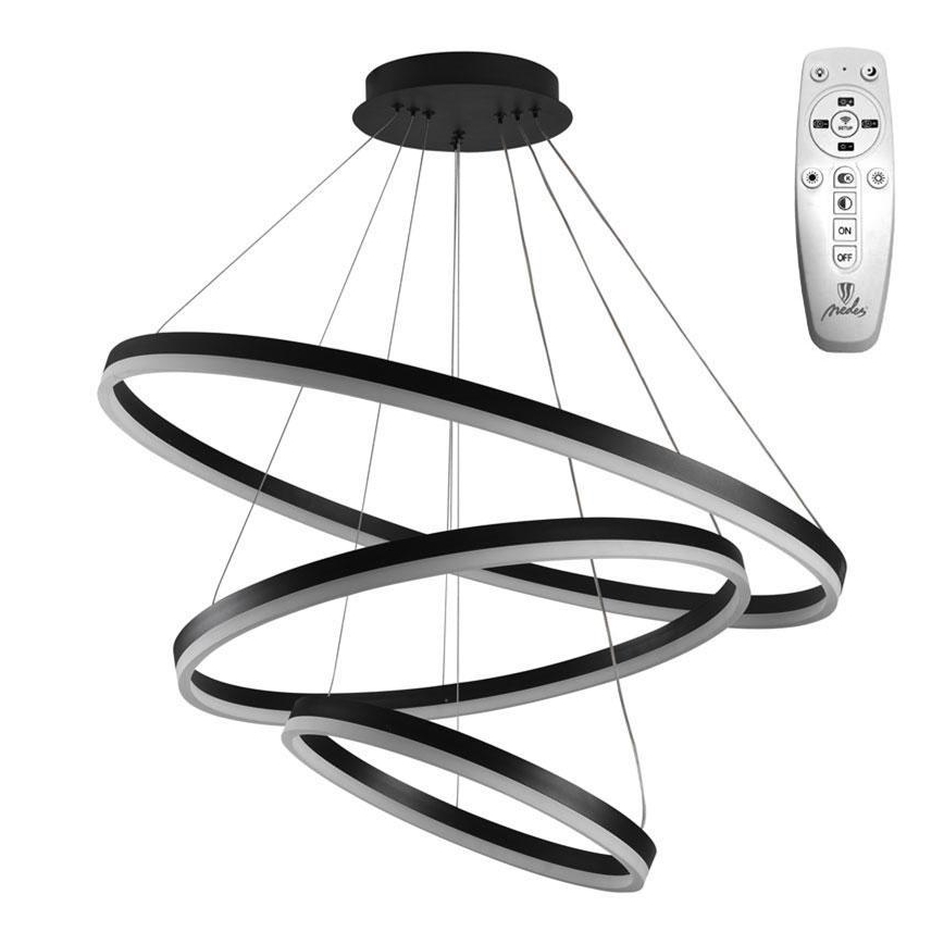 Brilagi - LED Stmívatelný lustr na lanku CIRCLE LED/125W/230V 3000-6500K černá + dálkové ovládání