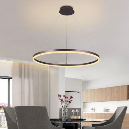 Brilagi - LED Stmívatelný lustr na lanku CIRCLE LED/55W/230V 3000-6500K hnědá + dálkové ovládání