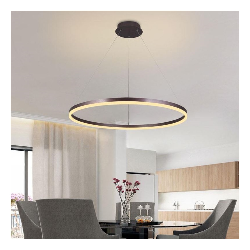 Brilagi - LED Stmívatelný lustr na lanku CIRCLE LED/55W/230V 3000-6500K hnědá + dálkové ovládání